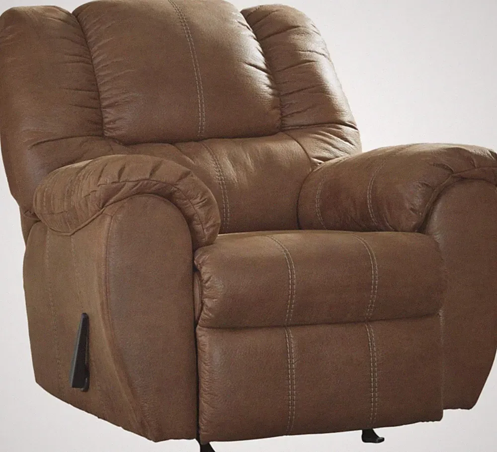 Ashley Mcgann Light Brown Faux Leather Oversized Rocker Recliner