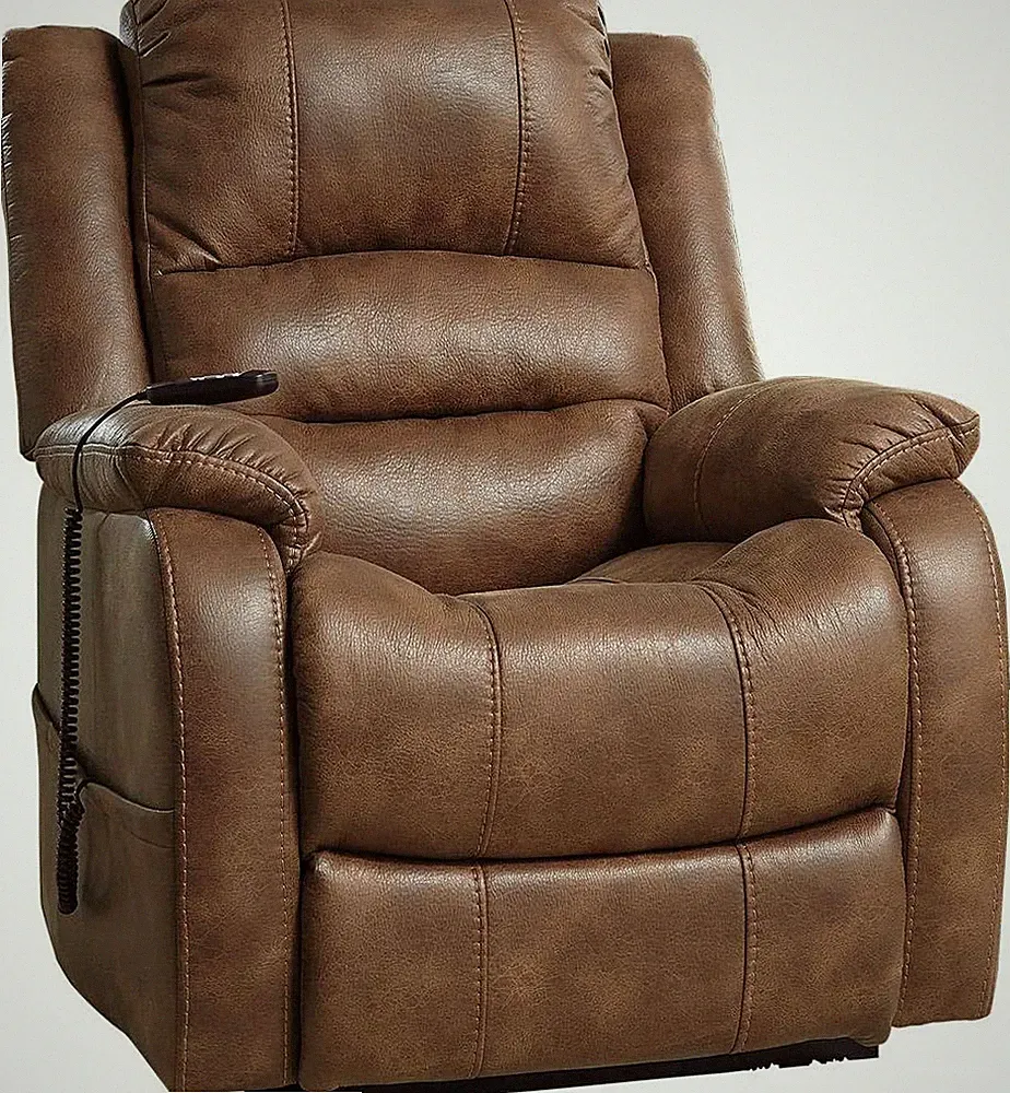 Brown Faux Leather Electric Power Lift Recliner for Seniors by Yandel