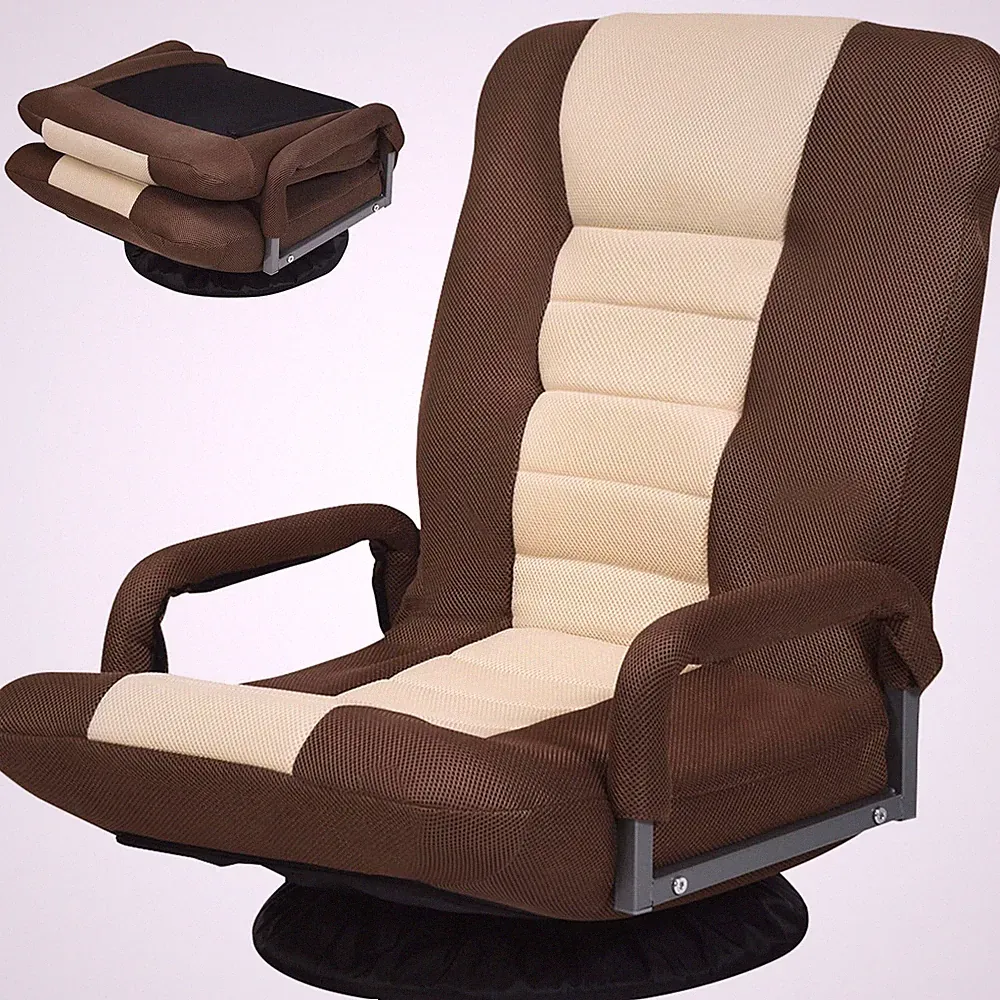 Floor Gaming Chair, 360 Degree Swivel Floor Chair w/Armrests, 6 Adjustable Po...