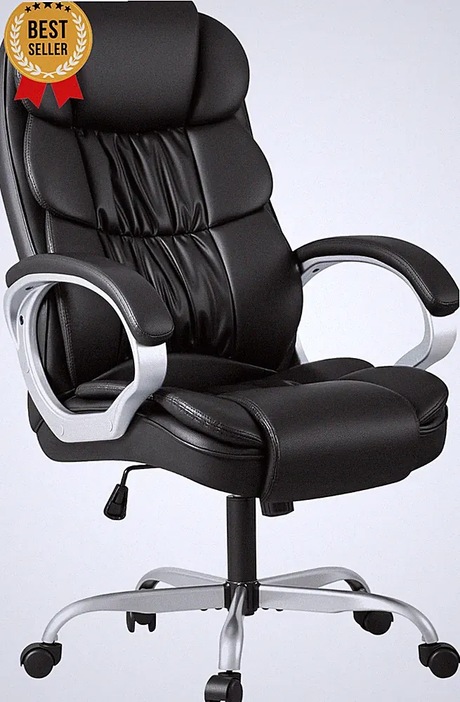 High Back Office Chair PU Leather Adjustable Executive Desk Swivel Black
