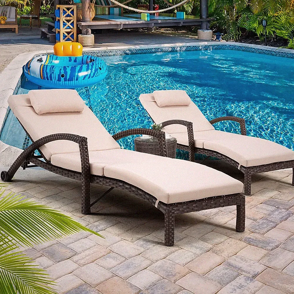 HOMREST Chaise Lounge Chairs Set of 2 for Outside, Adjustable 5 Position Outdoor