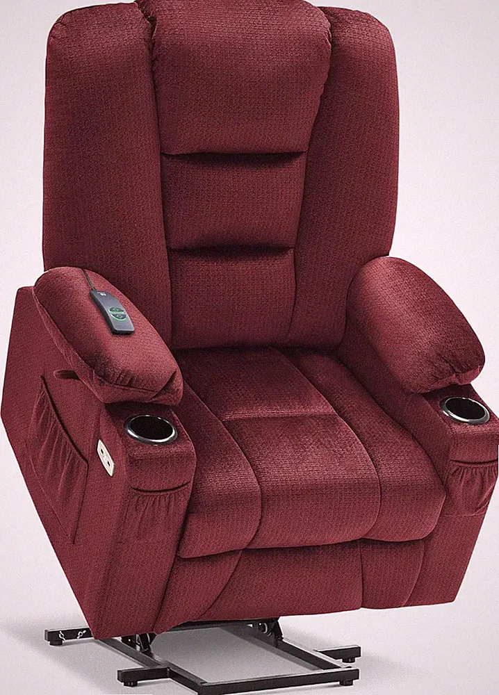 Large Power Lift Recliner Chair with Massage, Heat & USB - Burgundy