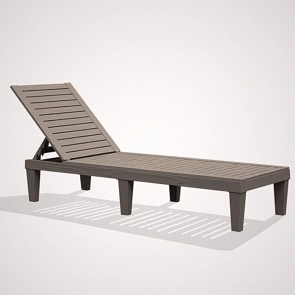 Outdoor Chaise Lounge Chair for Pool, Patio Bench Waterproof Sunbed,Grey