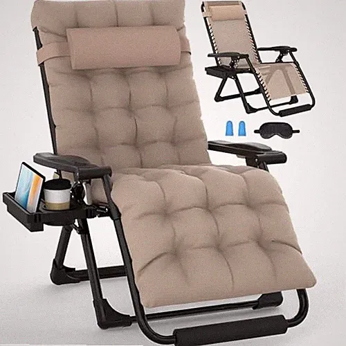 Oversized Zero Gravity Chairs XL, Zero Gravity Lounge Chair, 29inch Beige