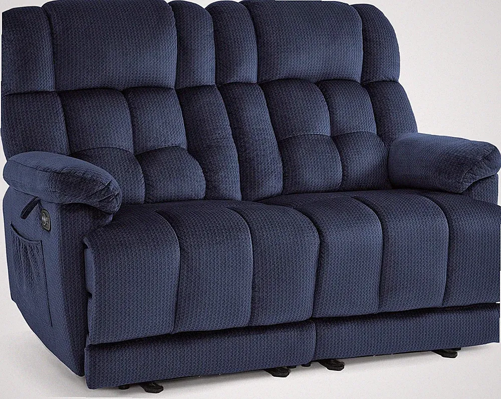 Zero Gravity Reclining Loveseat with Heat, Massage, USB & Cup Holders - Navy Blu